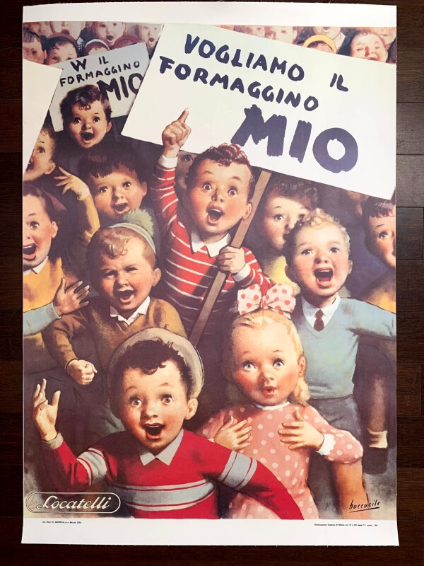 Vogliamo Il Formaggino - Art Boccasile (1955) 27x39 Italian Advertising Poster LB