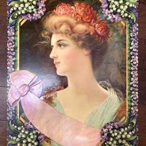Victorian Embossed Lady (1910) 15x20 German Die-Cut Calendar