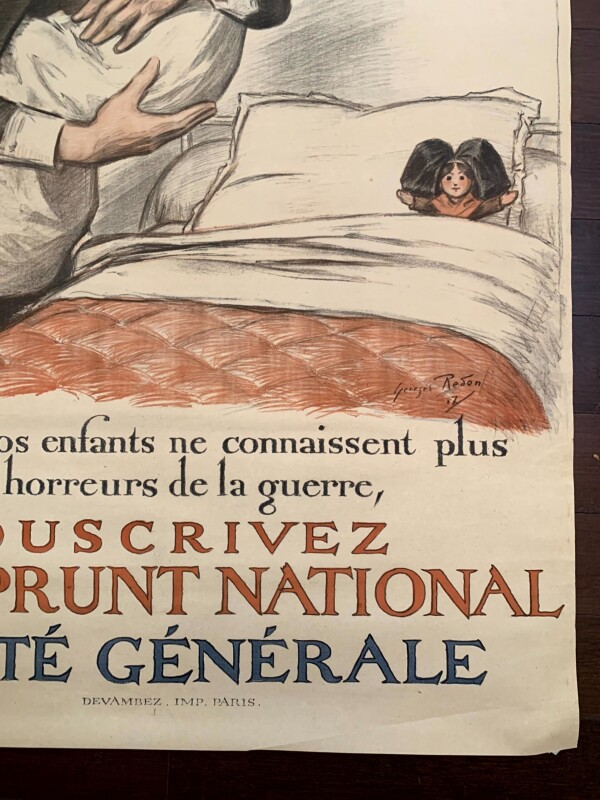Souscrivez a l'emprunt National - Art by Georges Redon (1917) 32x45 French War Poster - Image 4