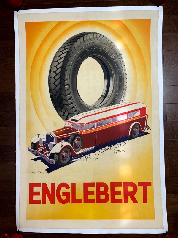 Englebert Tire - Art by George Ham (1933) 30x45 French Advertising Poster LB