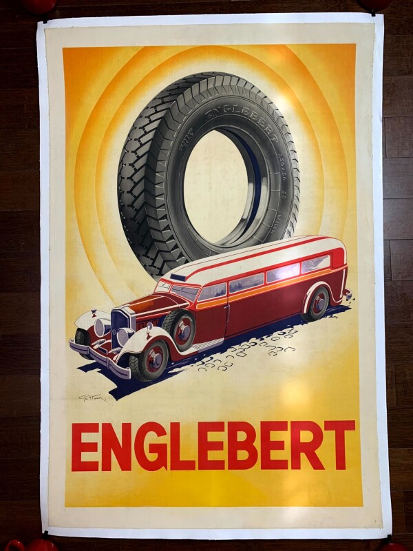 Englebert Tire - Art by George Ham (1933) 30x45 French Advertising Poster LB - Image 2
