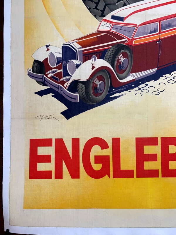 Englebert Tire - Art by George Ham (1933) 30x45 French Advertising Poster LB - Image 6