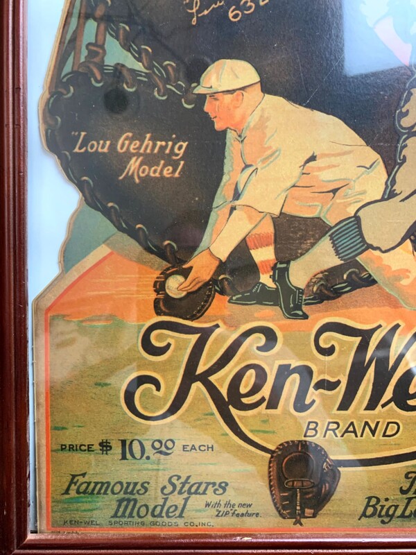 Ken-Wel Baseball Gloves - Lou Gehrig Model (1936) 12"x15" US Advertising Poster - Framed - Image 4