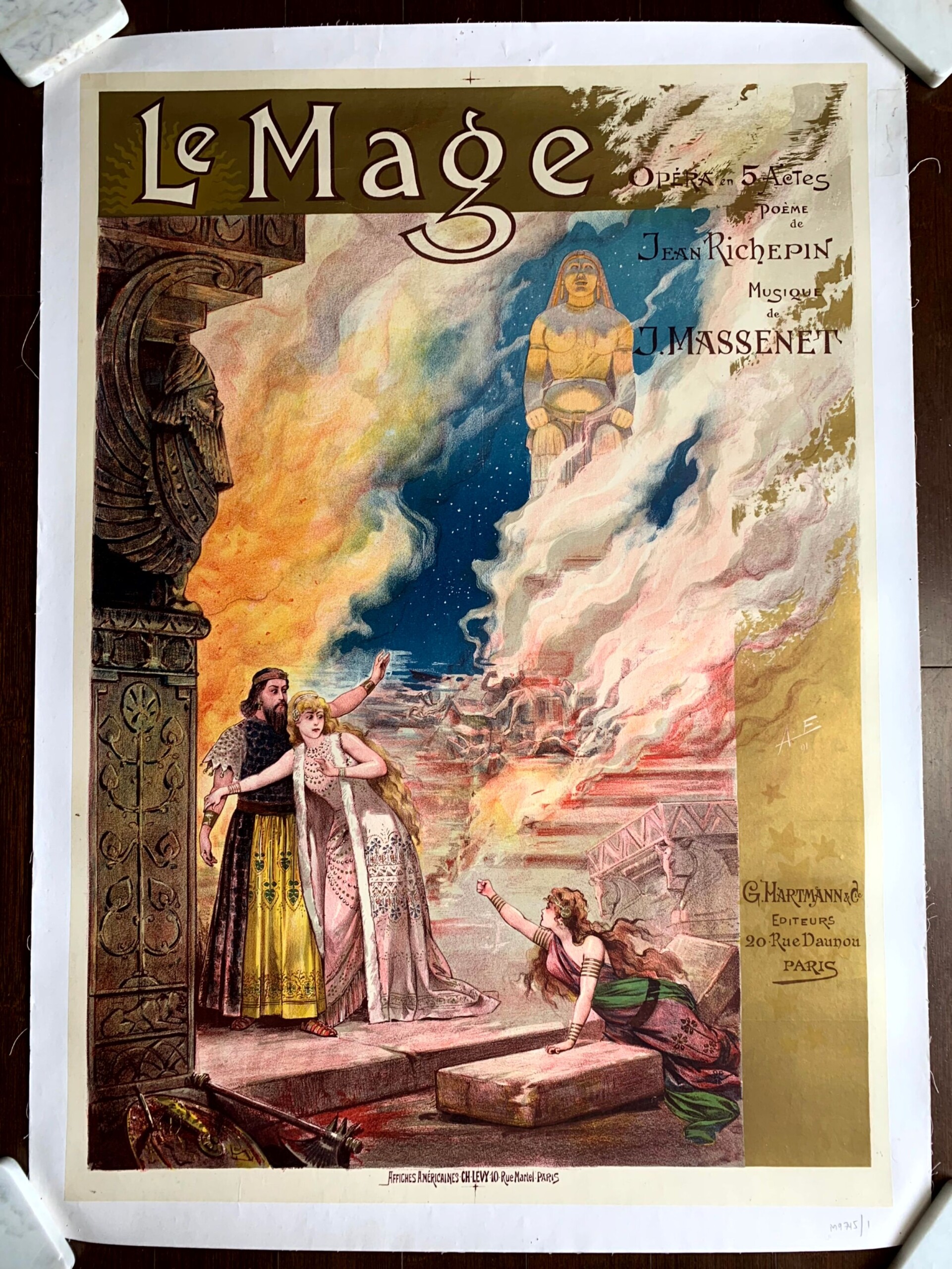 Le Mage Massenet Opera - Art Alfredo Adel (1891) 27.5x37.5 French Lithograph Poster