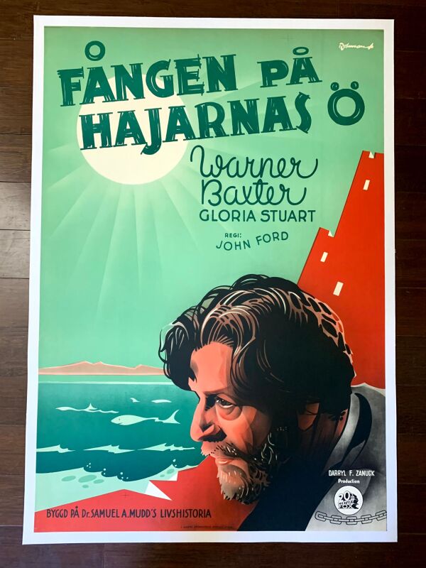 The Prisoner of Shark Island - Dir. John Ford (1936) 27"x39" Swedish Movie Poster LB