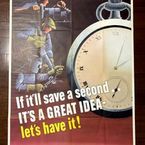 If It'll Save A Second - Art by Koerner (1943) 28.5"x40.25" US War Poster