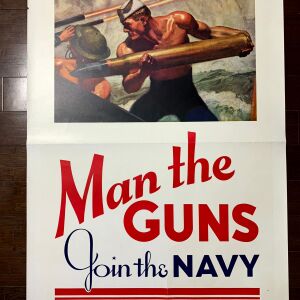 Man The Guns - Art by McClelland Barclay (1943) 28.5"x40.25" US War Poster