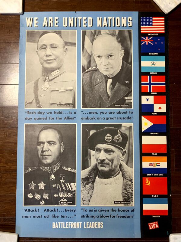 We Are United Nations - Life Magazine (1942) 26.5"x39" US War Poster