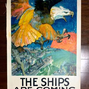 The Ships Are Coming - Art by Daugherty (1916) 20"x29" US War Poster