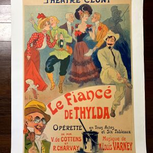 Le Fiance De Thylda - Art by Rene Pean (1900) 22.5"x33" French Theater Poster LB