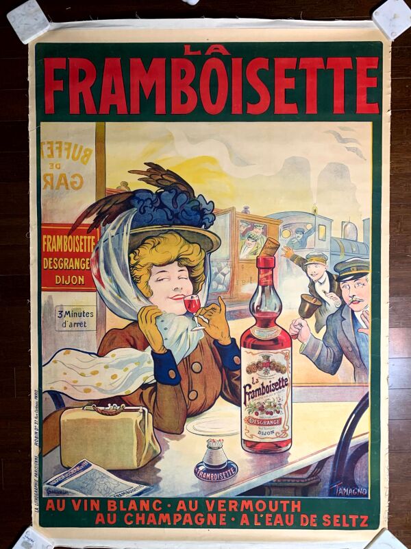 Framboisette - Art by Francisco Tamagno (1910) 44"x82.5" French Lithograph Advertising Poster LB
