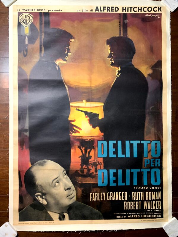 Strangers On a Train - Art by Rodolfo Gasparri (R-1961) 38x54 Italian Movie Poster LB