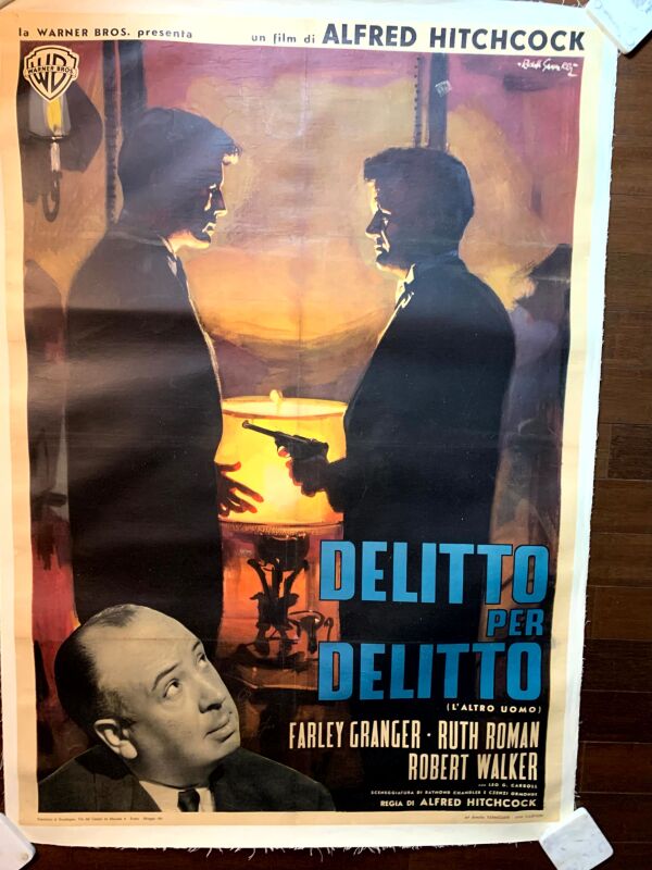 Strangers On a Train - Art by Rodolfo Gasparri (R-1961) 38x54 Italian Movie Poster LB - Image 3