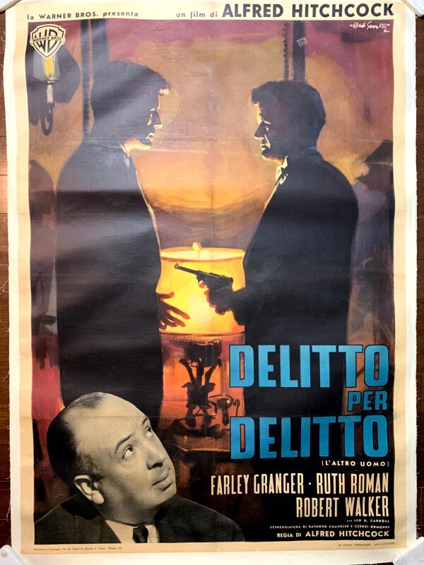 Strangers On a Train - Art by Rodolfo Gasparri (R-1961) 38x54 Italian Movie Poster LB - Image 5