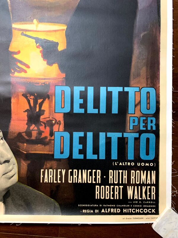 Strangers On a Train - Art by Rodolfo Gasparri (R-1961) 38x54 Italian Movie Poster LB - Image 7
