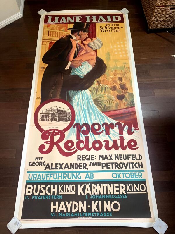 Operne-Redoute - Dir. Max Neufeld (1931) 59.5"x110" Austrian Movie Poster LB - Image 3