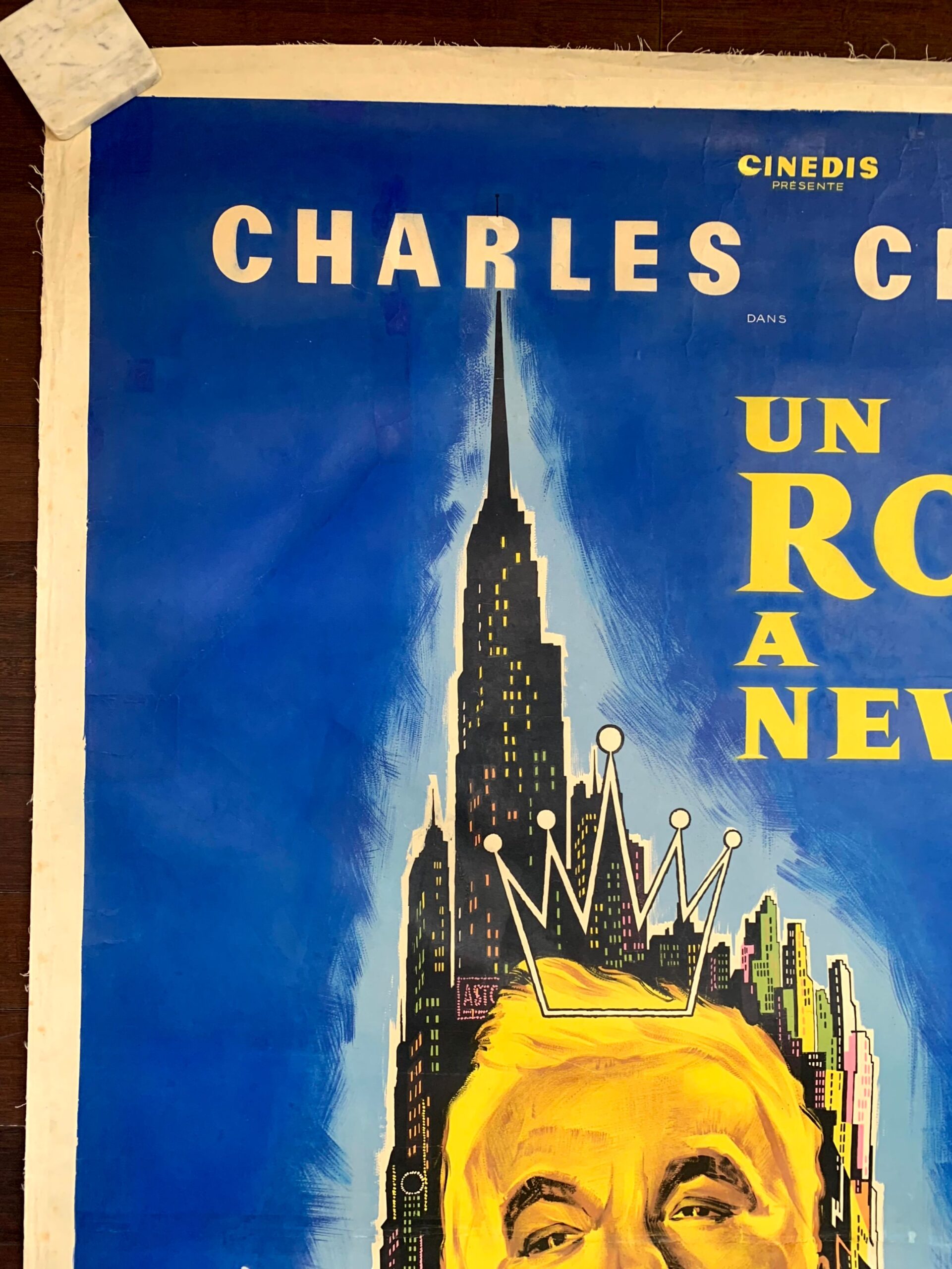 King in New York - Chaplin - Art by Ferracci (1957) 45.5"x61.5" French Movie Poster LB - Image 2
