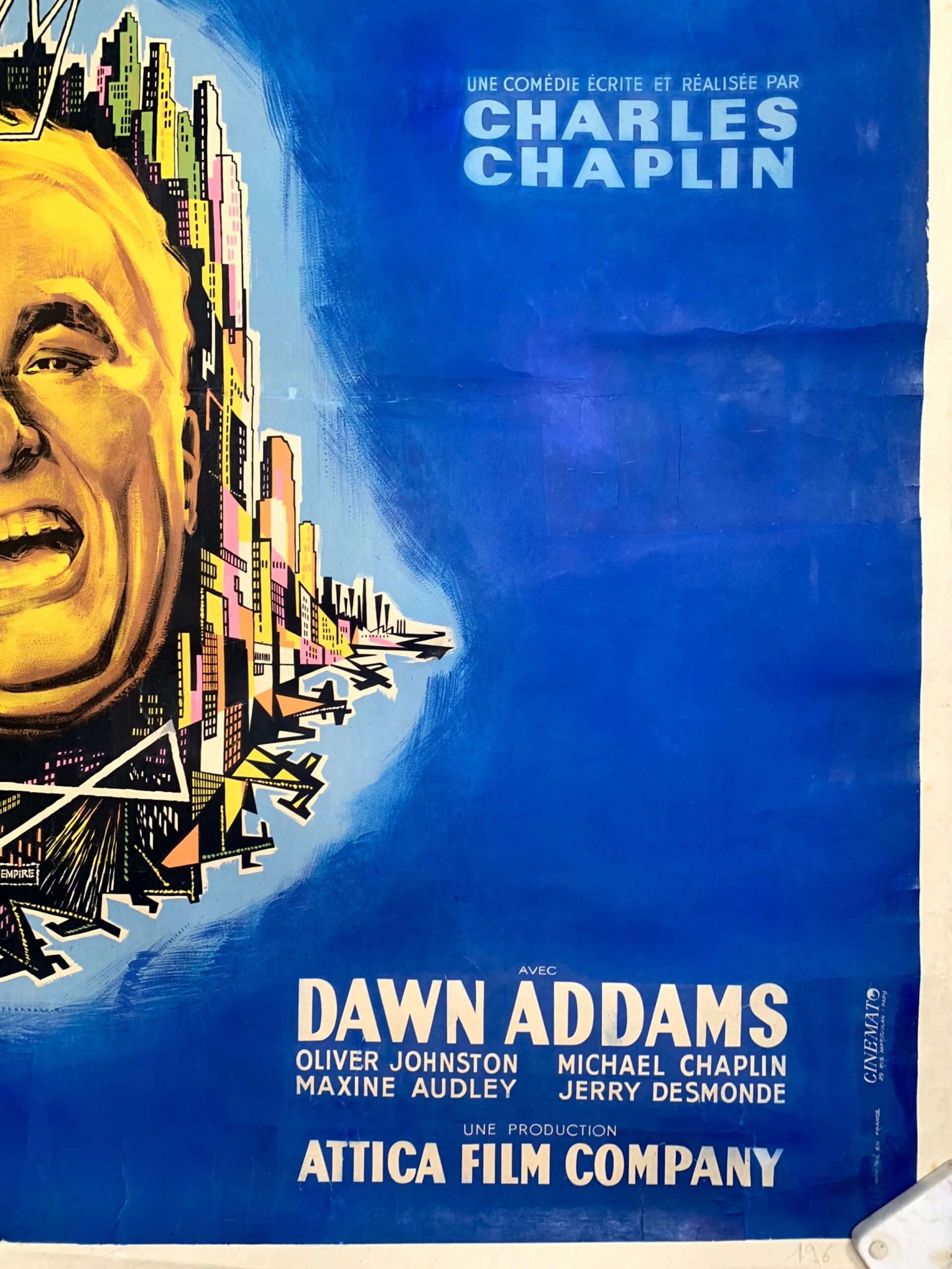 King in New York - Chaplin - Art by Ferracci (1957) 45.5"x61.5" French Movie Poster LB - Image 4