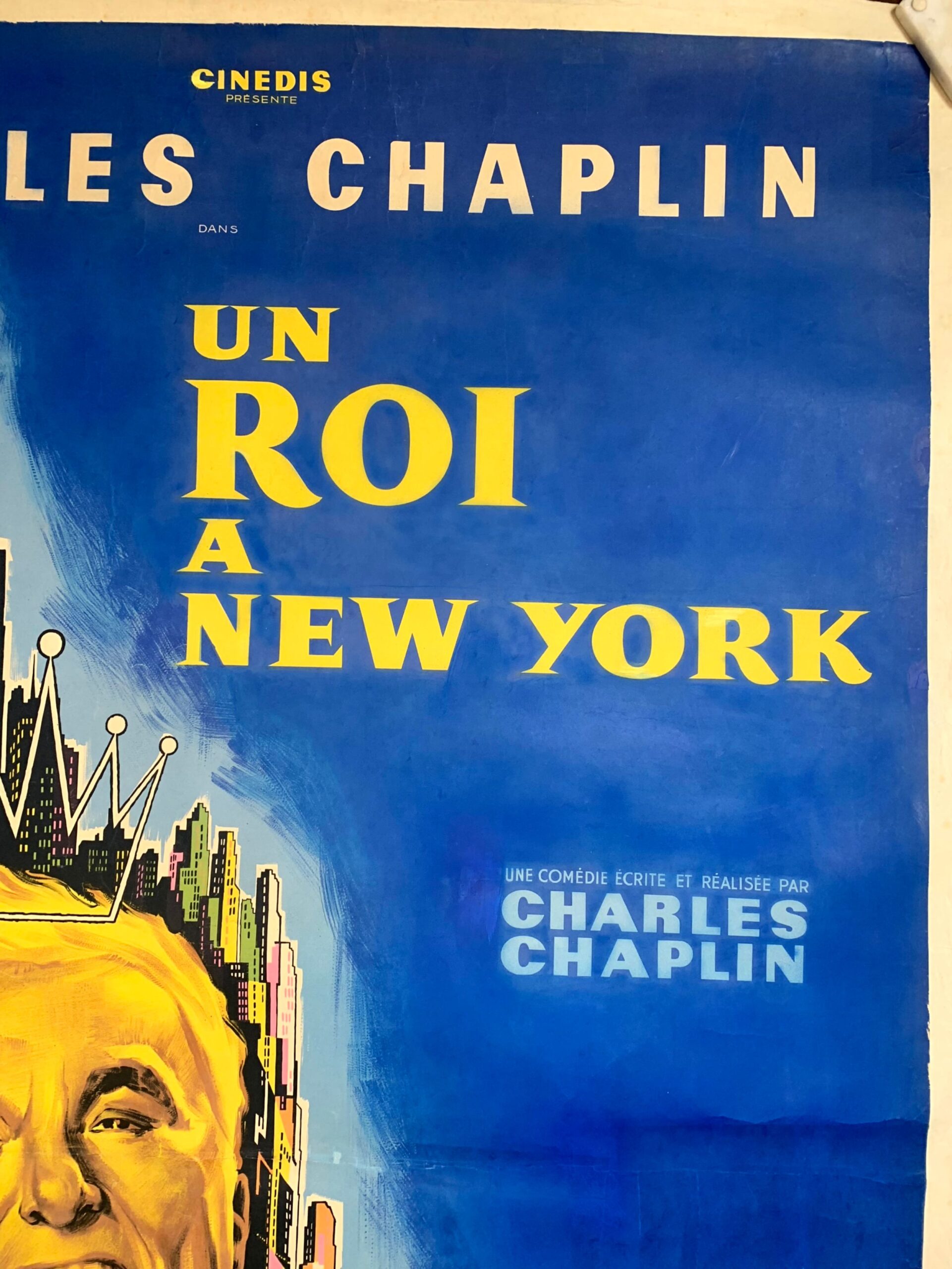 King in New York - Chaplin - Art by Ferracci (1957) 45.5"x61.5" French Movie Poster LB - Image 5
