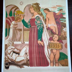 L'Art Italien - Art by Maurice Denis (1935) 45.5"X62" French Exhibition Poster LB