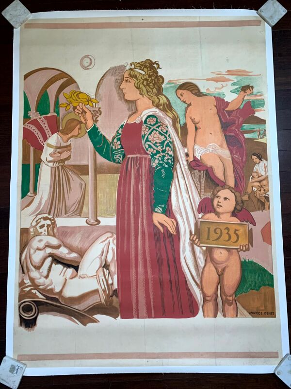 L'Art Italien - Art by Maurice Denis (1935) 45.5"X62" French Exhibition Poster LB