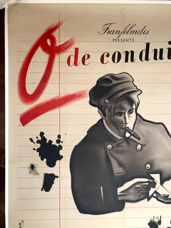 Ode Conduit - Art by Jean Colin (1942) 46.75"X63.5" French Movie Poster LB - Image 2