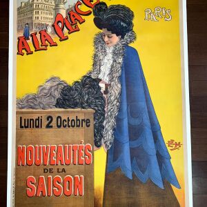 A La Place Cliche Saison - Art by Charles Tichon (1892) 41.25"X61.75" French Advertising Poster LB