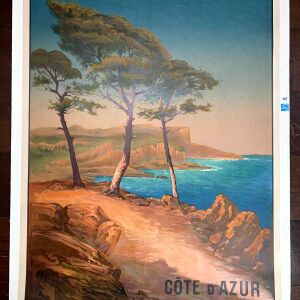 Cote D'Azur - Art by Laurent Adenot (1900) 30.5"X42" French Travel Poster LB