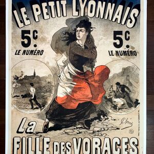 Le Petit Lyonnais Voraces - Art by Jules Chéret (1878) 34"X47.5" French Theater Poster LB