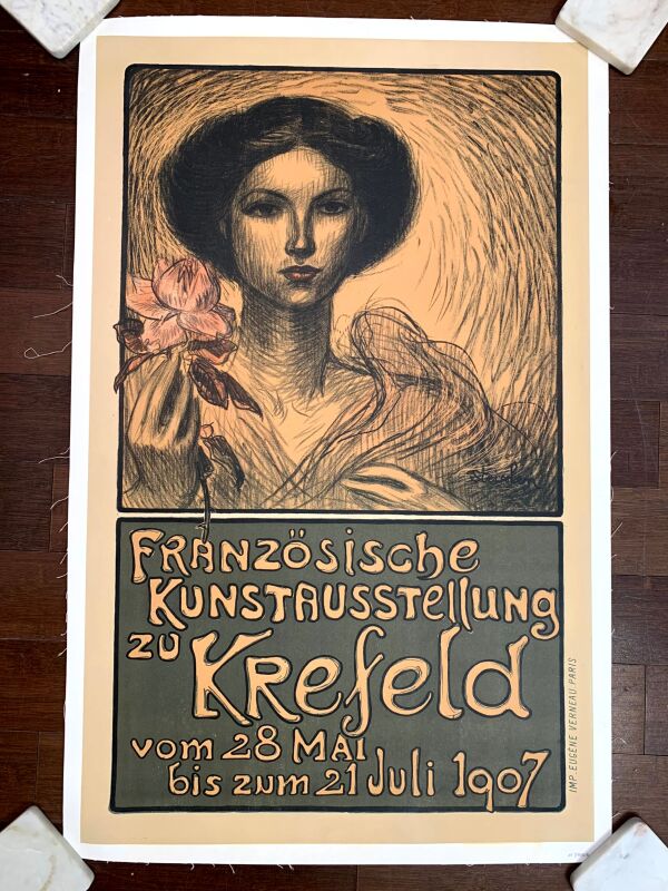 Krefeld - Art by Steinlen (1908) 21.5"X34.75" German Museum Poster LB