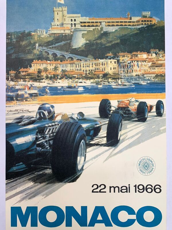 Monaco 24th Grand Prix - Art by Michael Turner (1966) 15.5"X24.5" Monaco Travel Poster LB - Image 2