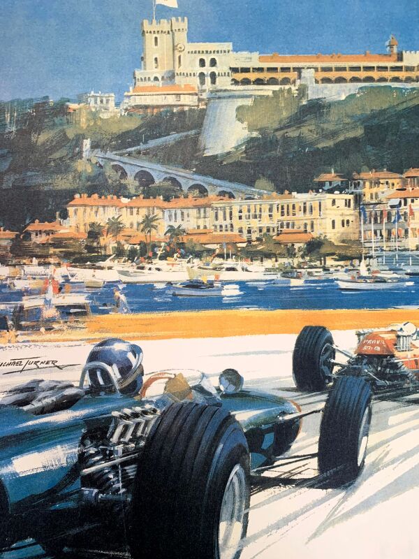 Monaco 24th Grand Prix - Art by Michael Turner (1966) 15.5"X24.5" Monaco Travel Poster LB - Image 3