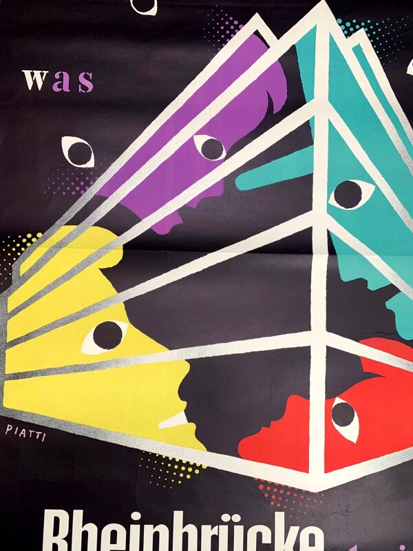 Rheinbrucke - Art by Celestino Piatti (1941) 30"X39.5" German Advertising Poster - Image 6