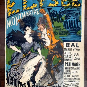 Elysee Montmarte - Art by Adolphe Willett (1924) 24"X31.5" French Theater Poster LB