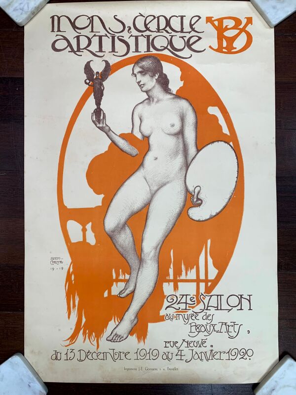 Cercle Artistique - Art by Anto Carte (1921) 22.75"X35" Belgian Exhibition Posters x3 - Image 5