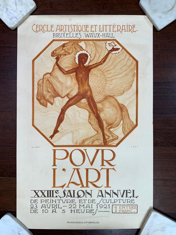 Cercle Artistique - Art by Anto Carte (1921) 22.75"X35" Belgian Exhibition Posters x3 - Image 3