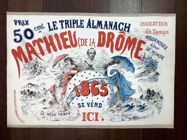 Mathieu De La Drome (1865) 12.5"X19" French Almanac Poster - Chartix