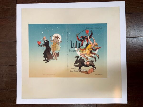 Lulu Pantomime - Art by Cheret (1887) 14"X15.25" French Book Cover LB
