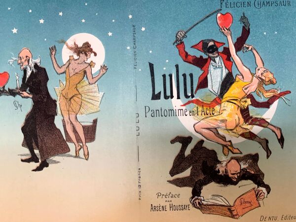 Lulu Pantomime - Art by Cheret (1887) 14"X15.25" French Book Cover LB - Image 3