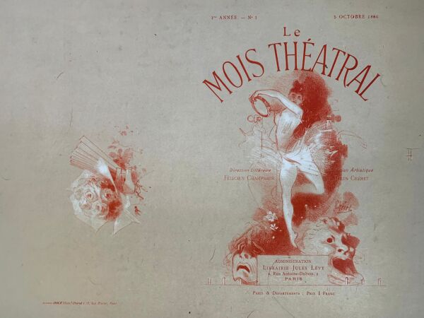 Mois Theatral - Art by Cheret (1886) 10.5"X14.5" French Book Cover LB - Image 2