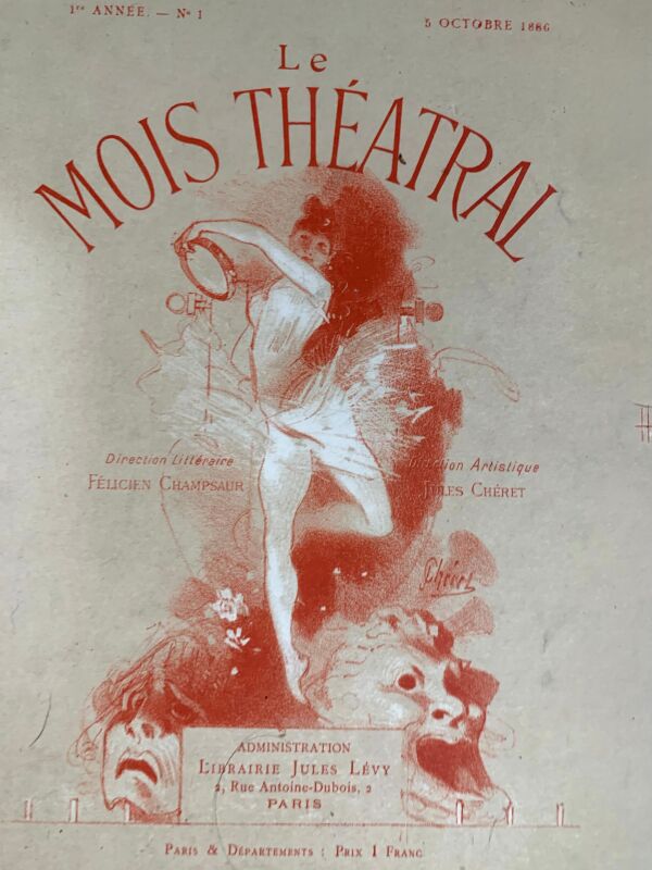 Mois Theatral - Art by Cheret (1886) 10.5"X14.5" French Book Cover LB - Image 4