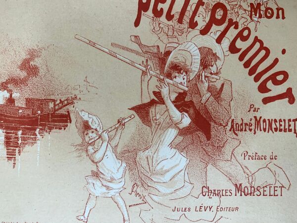 Mon Petit Premiere - Art by Cheret (1887) 8.5"X12.25" French Book Cover LB - Image 3