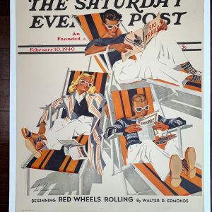 The Saturday Evening Post - Art Ski Weld (1940) 22"X28" Newstand Poster LB