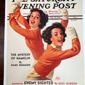 Football Saturday Evening Post - Art Walt Otto (1940) 22"X28" Newstand Poster LB