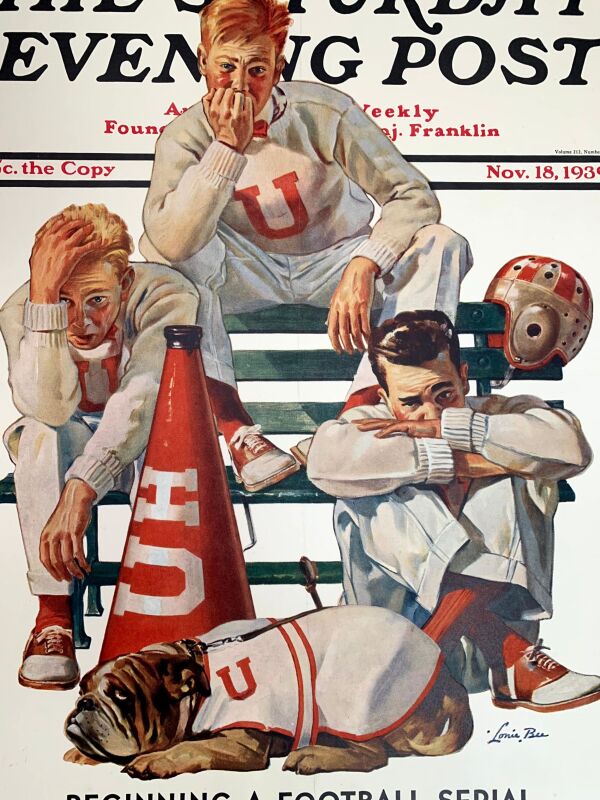 Saturday Evening Post - Football Art Lonie Bee (1939) 22"X28" Newstand Poster LB - Image 3