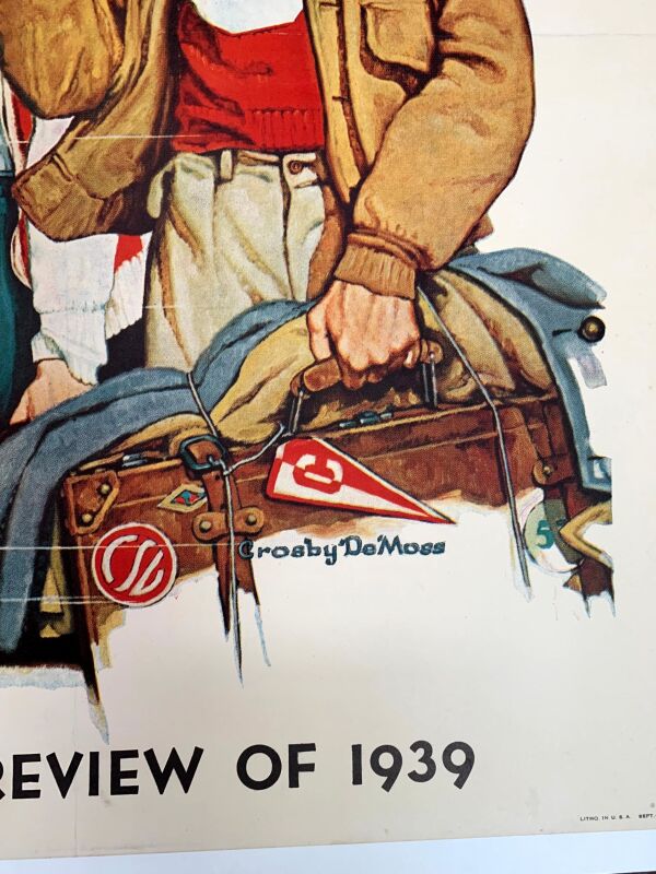Saturday Evening Post - Football Art by Crosby DeMoss (1939) 22"X28" Newstand Poster LB - Image 2