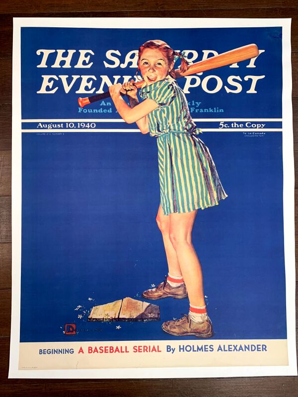 Saturday Evening Post - Baseball Art by Douglass Crockwell (1940) 22"X28" Newstand Poster LB
