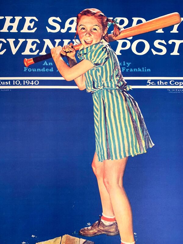 Saturday Evening Post - Baseball Art by Douglass Crockwell (1940) 22"X28" Newstand Poster LB - Image 3