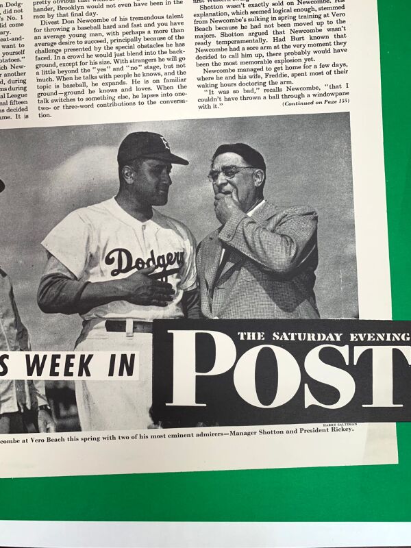 Saturday Evening Post  - Baseball Art by Don Newcombe (1950) 22"X28" Newstand Poster LB - Image 2