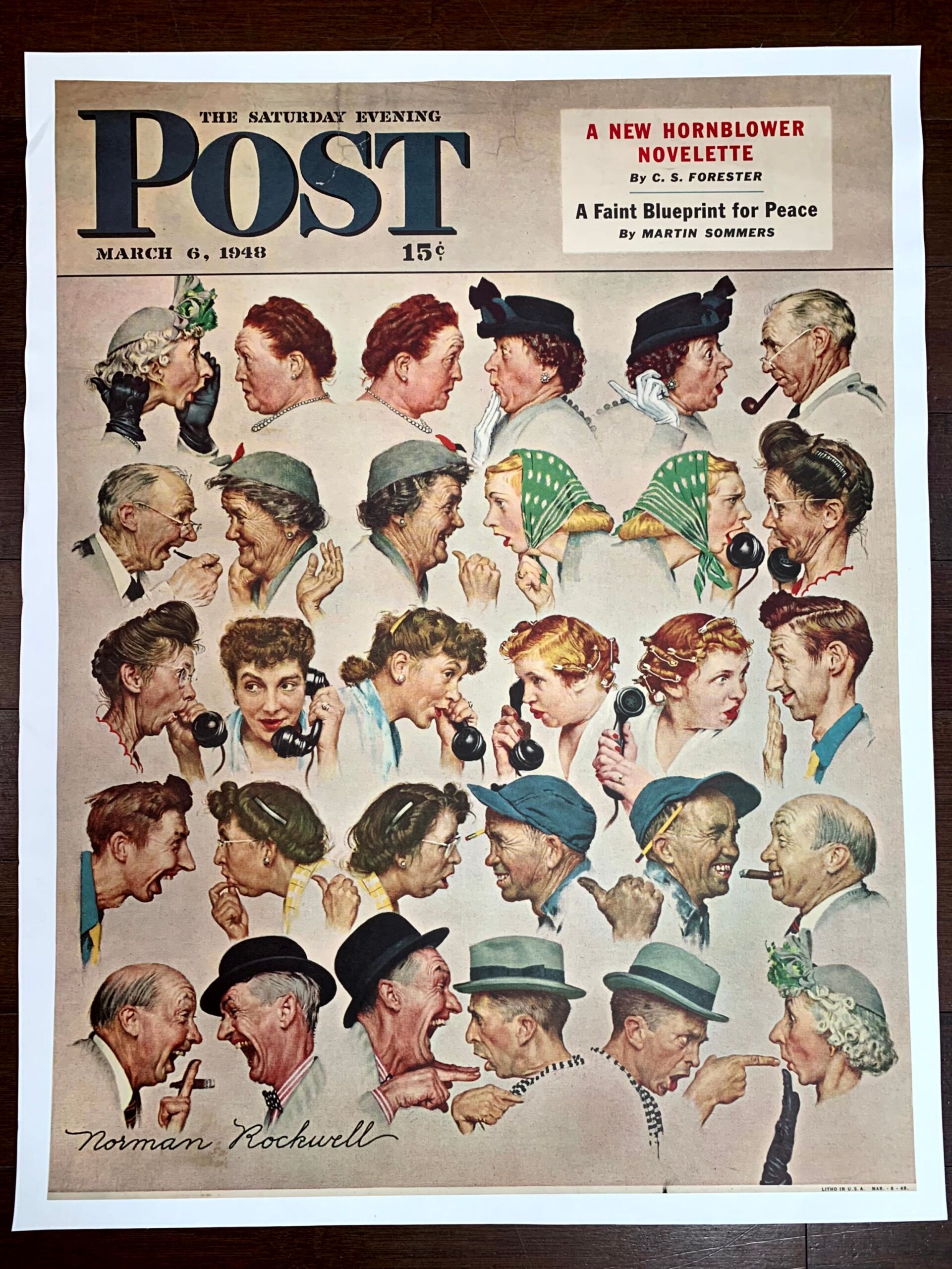Saturday Evening Post - Gosspips Art by Norman Rockwell (1948) 22"X28" Newstand Poster LB